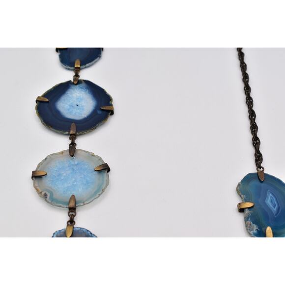 Vintage Natural Blue Agate Slice Linked Belt Chunky Heavy Chunky 20\